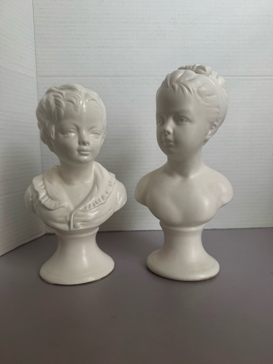 Other - Vintage Ceramic Bust Sculpture Pair - Boy and Girl